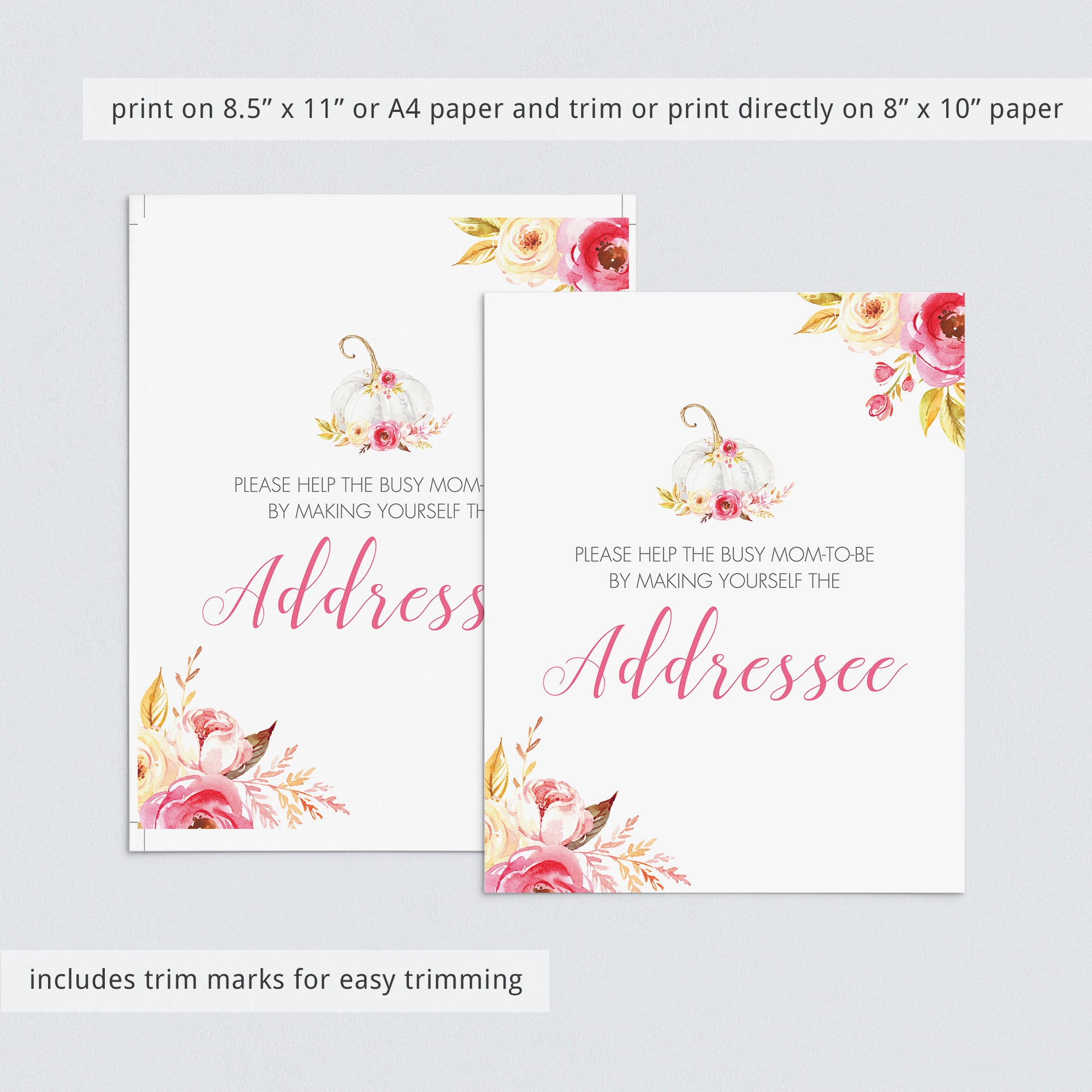 Pink baby shower address your own thank you card printable sign by LittleSizzle