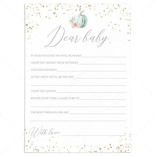Dear Baby Cards for Pumpkin Baby Shower by LittleSizzle