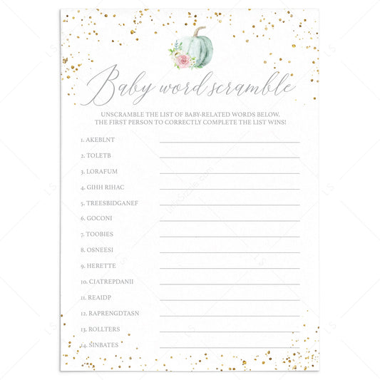 Instant Download Donut Baby Word Scramble Baby Shower Game-BS019