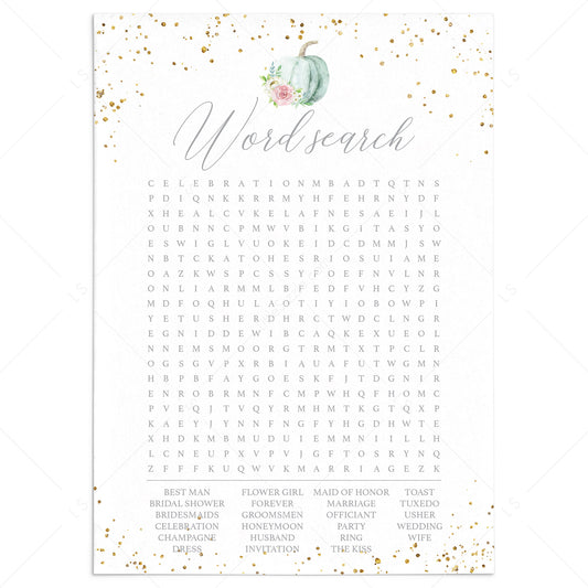 Fall Wedding Shower Word Search Game with Answer Key by LittleSizzle