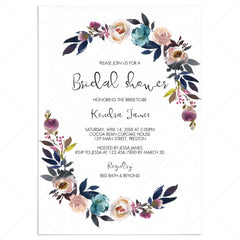 Purple Bridal Shower Invitation Template Floral Theme by LittleSizzle