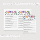 Pink and Purple Girl Shower Nursery Rhyme Quiz Printable