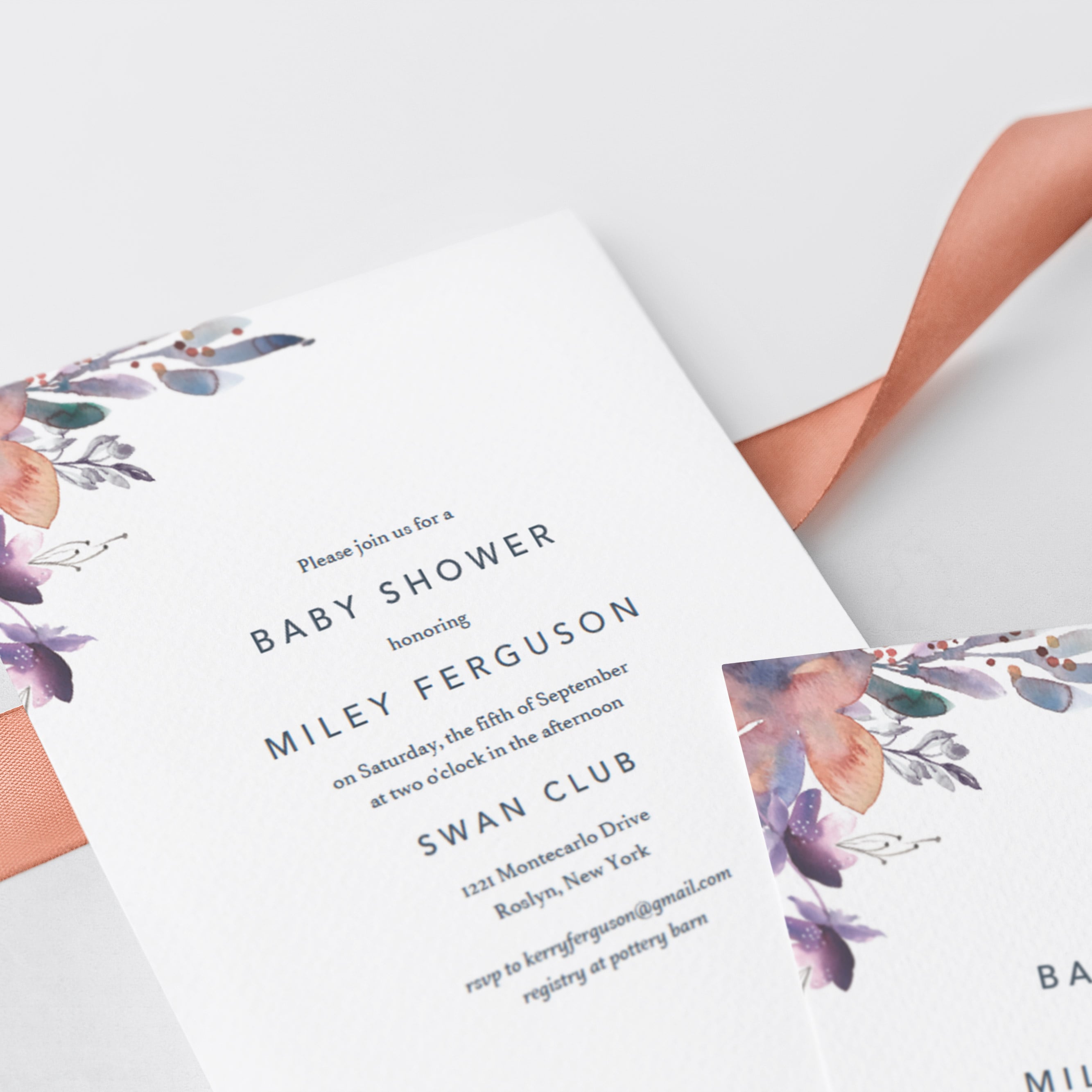 Watercolor floral baby invitation template download by LittleSizzle
