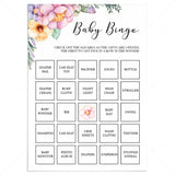 Pastel floral baby shower bingo game printable by LittleSizzle