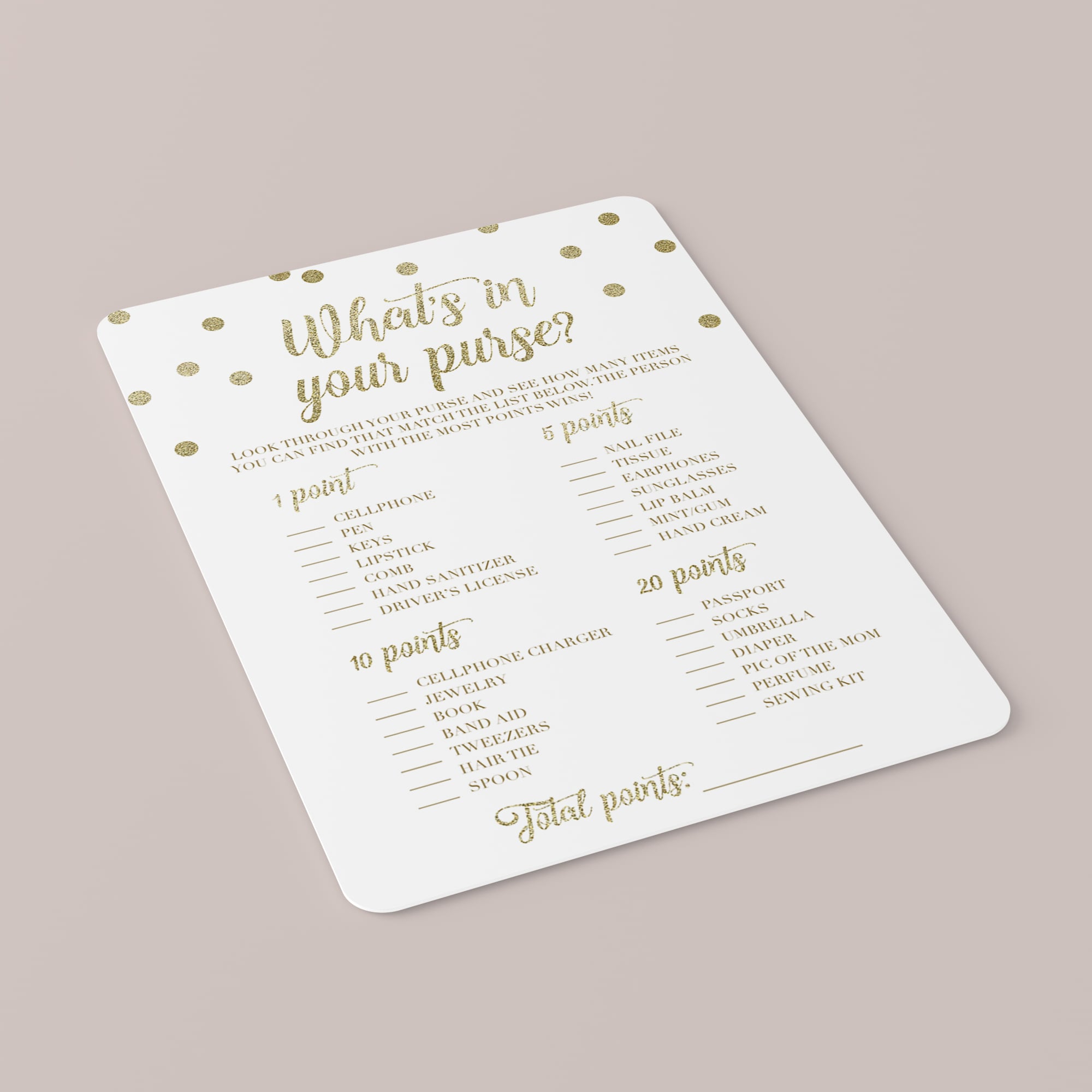 Download baby shower games gold themed wats in your bag by LittleSizzle