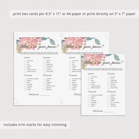 Fun Baby Shower Games | What's In Your Purse | Printable – LittleSizzle