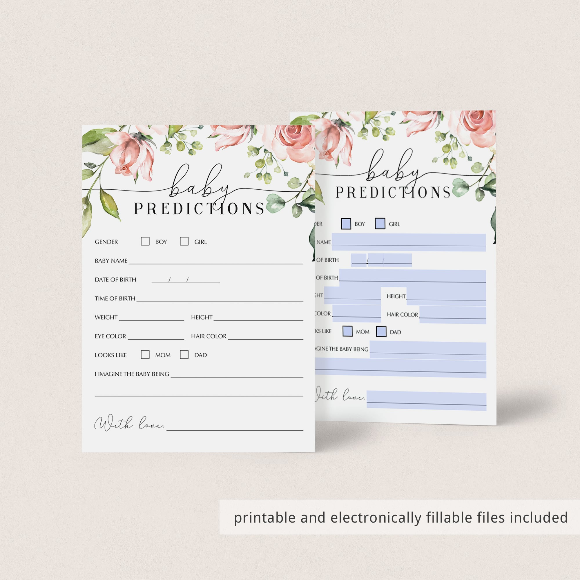 Virtual baby shower prediction cards by LittleSizzle