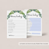 Greenery Baby Shower Wishes for Baby Printable & Virtual Files