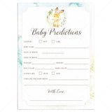 Forest animal baby shower prediction card printable by LittleSizzle