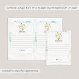 Printable Rabbit Animal Baby Shower Advice for Mom-To-Be