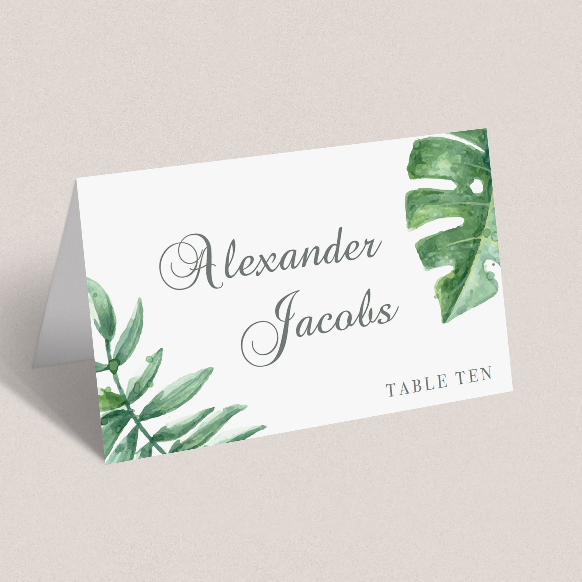 Seating card templates greenery leaves by LittleSizzle