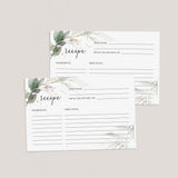 Chic Gold and Greenery Recipe Cards Printable