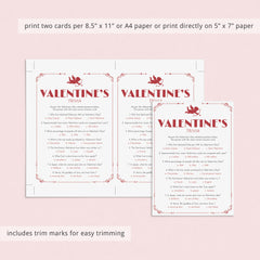Valentines Trivia Quiz for Family Printable