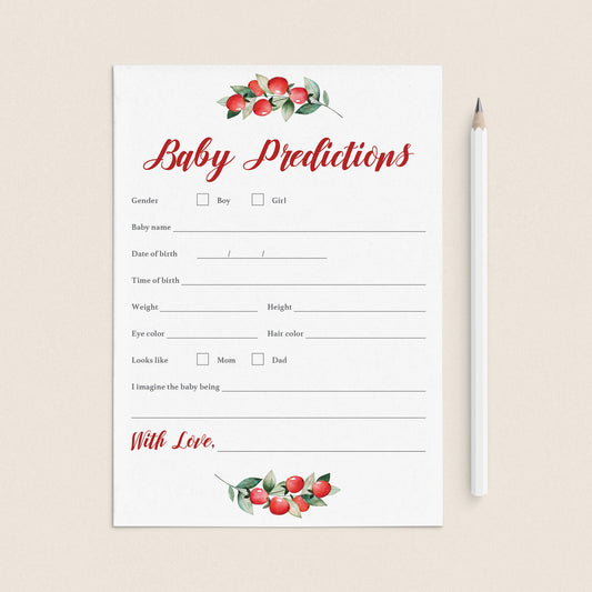 Winter Baby Shower Baby Predictions Cards by LittleSizzle