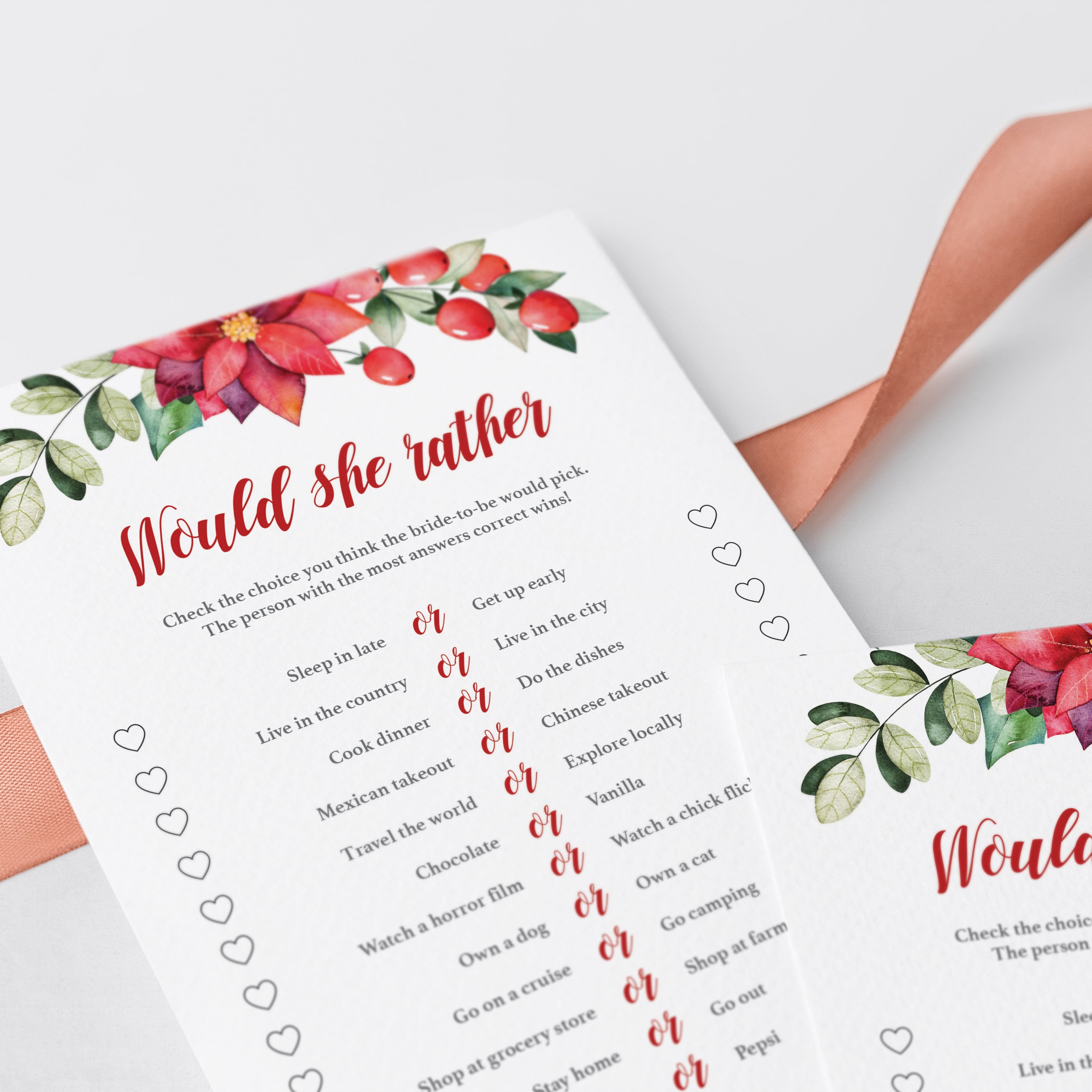Would She Rather Bridal Shower Game Printable by LittleSizzle