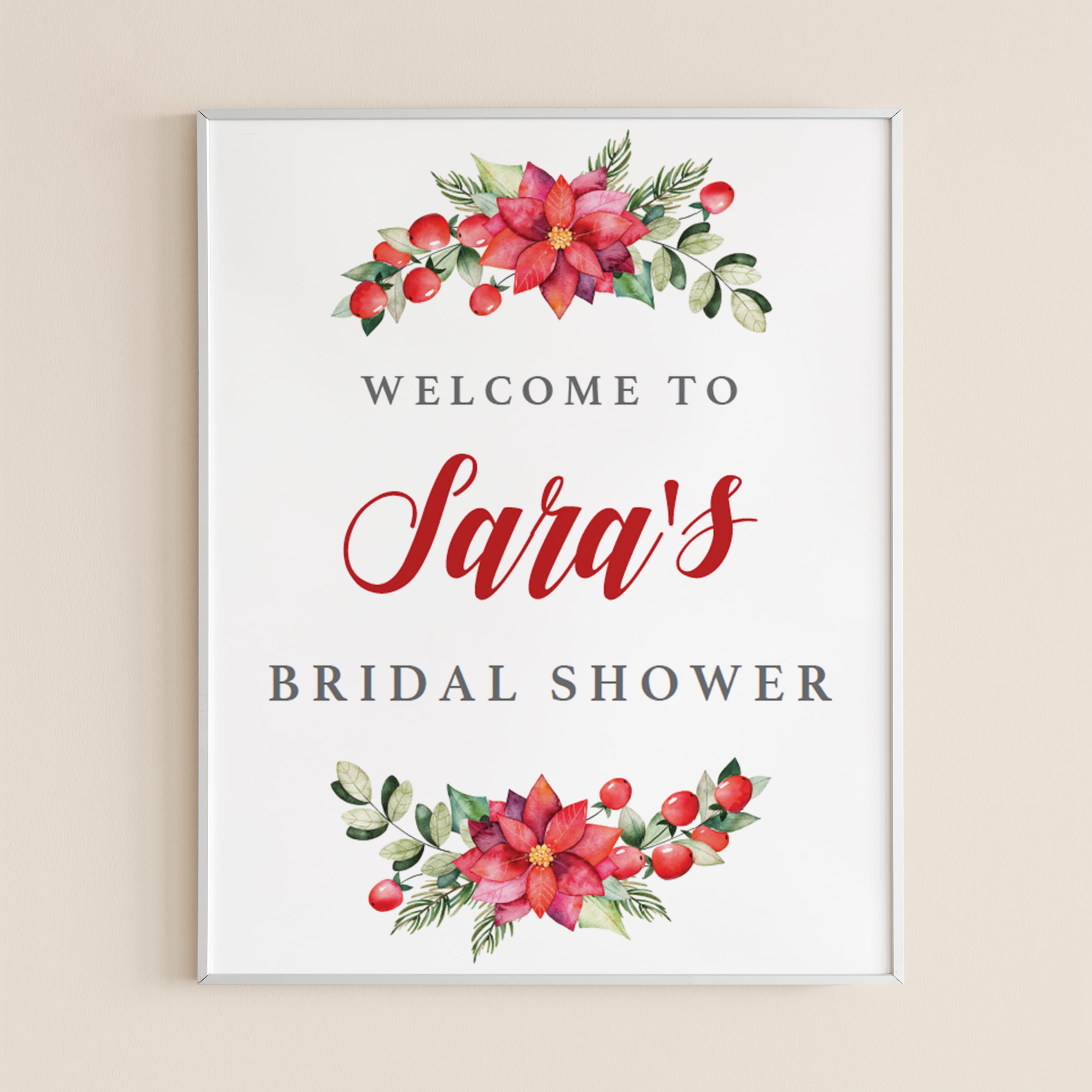 Christmas Bridal Shower Welcome Sign Template by LittleSizzle