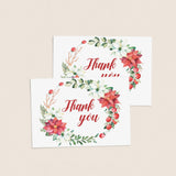 Christmas Wreath Thank You Cards Printable