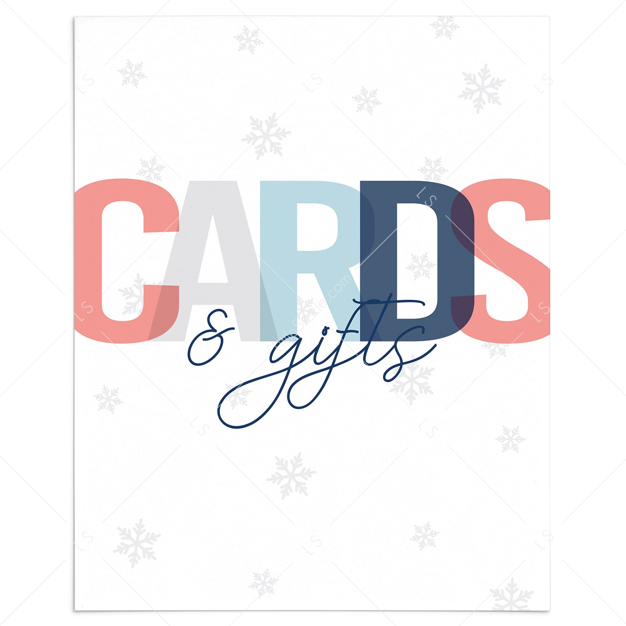 Blue and white winter themed cards and gifts sign printable by LittleSizzle