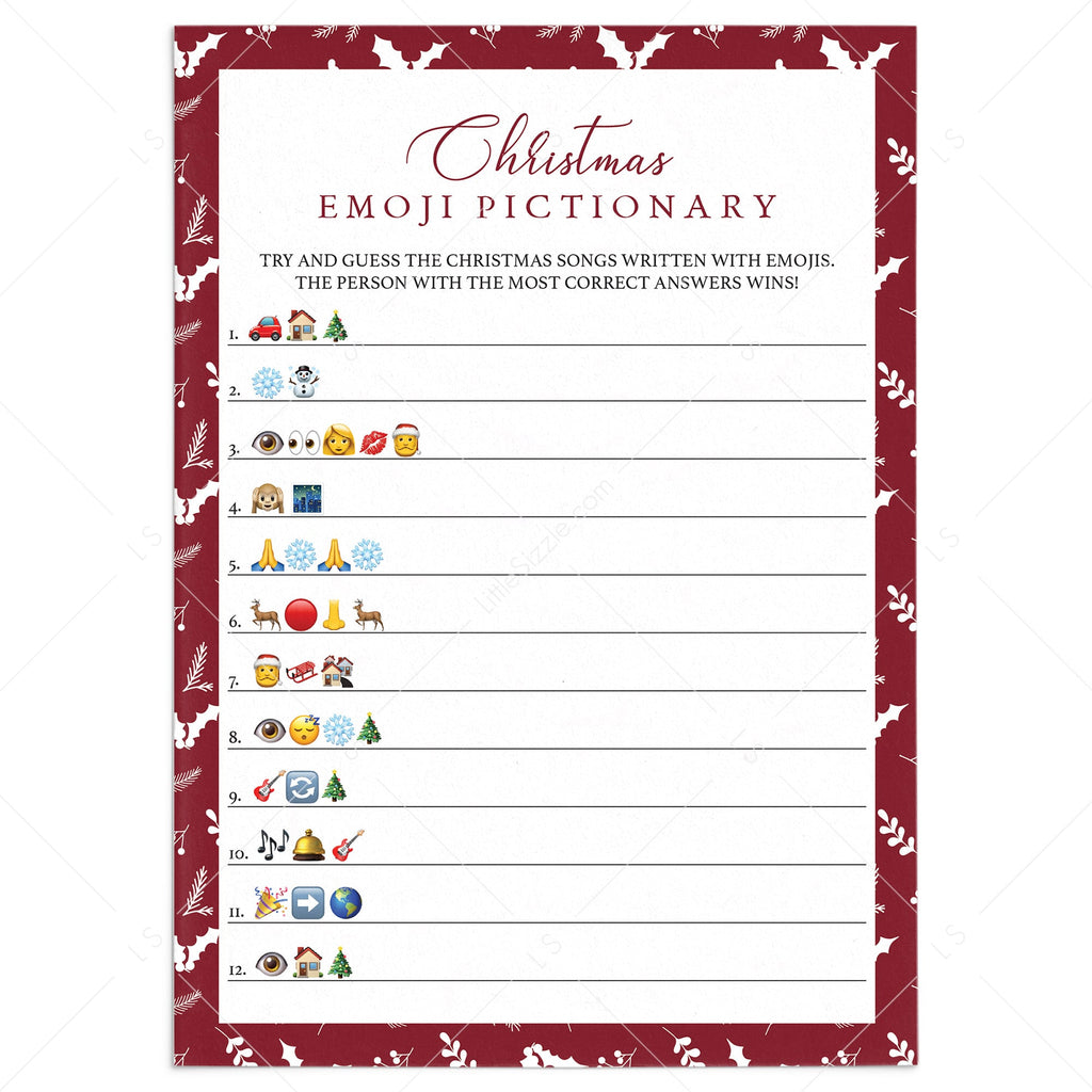 Christmas Song Emoji Game Instant Download | Zoom Christmas Party Ideas ...