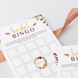 Complete Bridal Shower Bingo Game Fall Theme