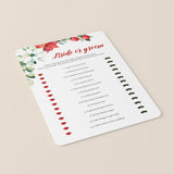 Guess Who Bride or Groom Quiz Template With Poinsettia Flowers