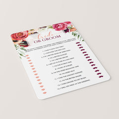 boho bridal shower game cards