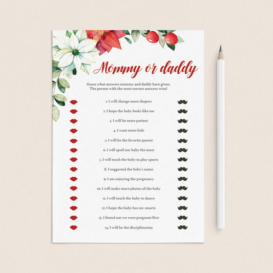 Christmas Baby Shower Game Template Mommy or Daddy by LittleSizzle