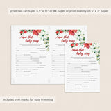 Red And Green Baby Shower Games Package Printable
