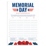 USA Memorial Day Game Scattergories by LittleSizzle