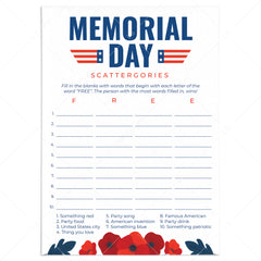 USA Memorial Day Game Scattergories by LittleSizzle