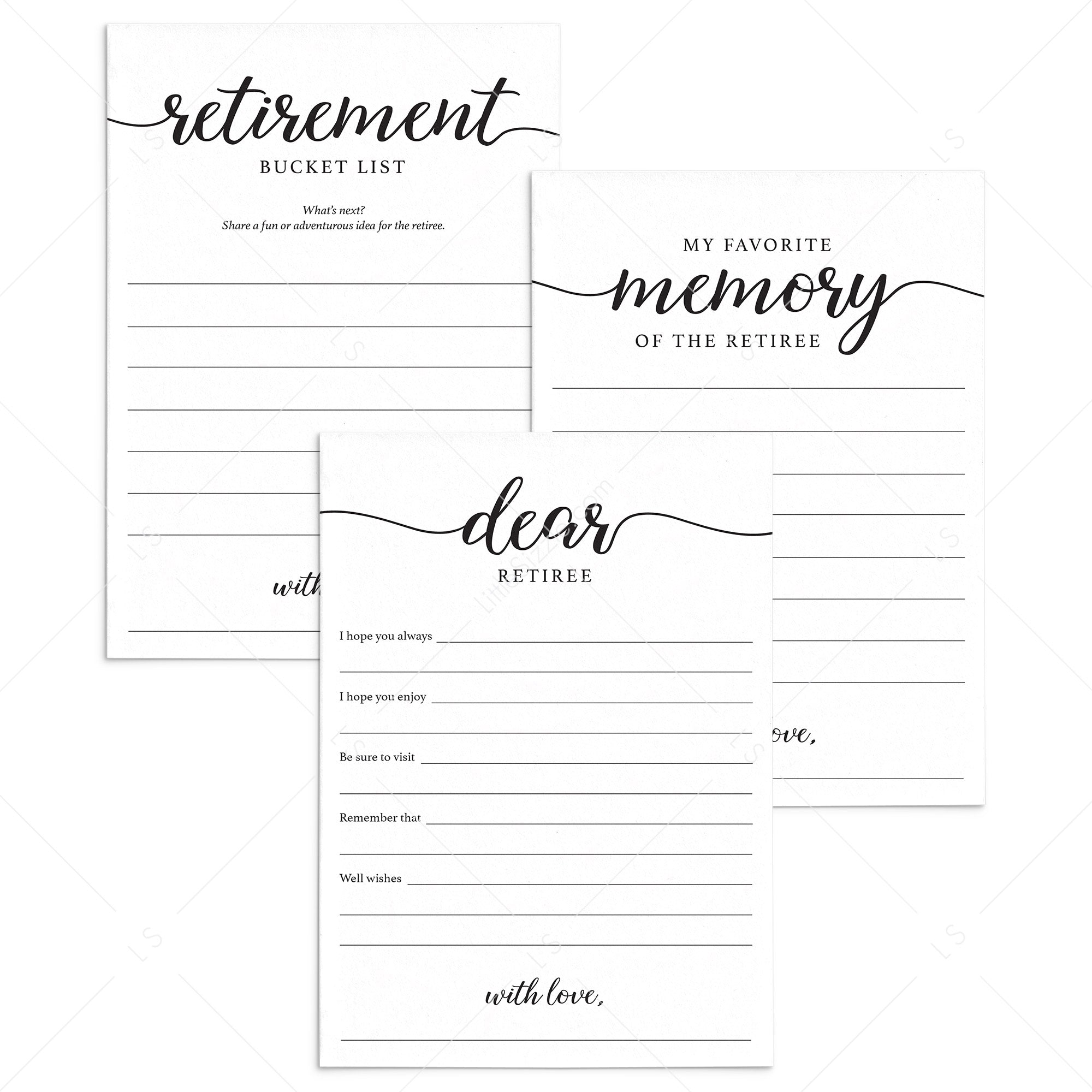 Minimal Calligraphy Retirement Cards Printable by LittleSizzle