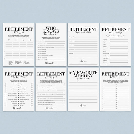 Retirement Games for Him and Her Printable Activities for the