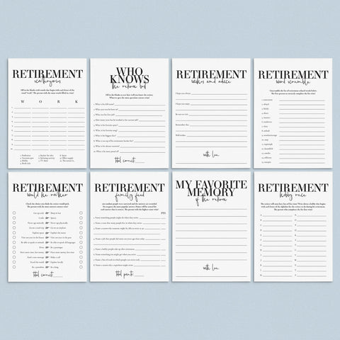 Retirement Party Games for Him Printable | Instant Download – LittleSizzle