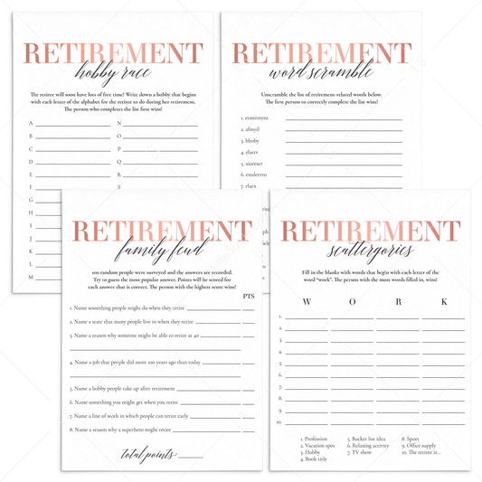 Blush Retirement Party Games for Women Printable by LittleSizzle