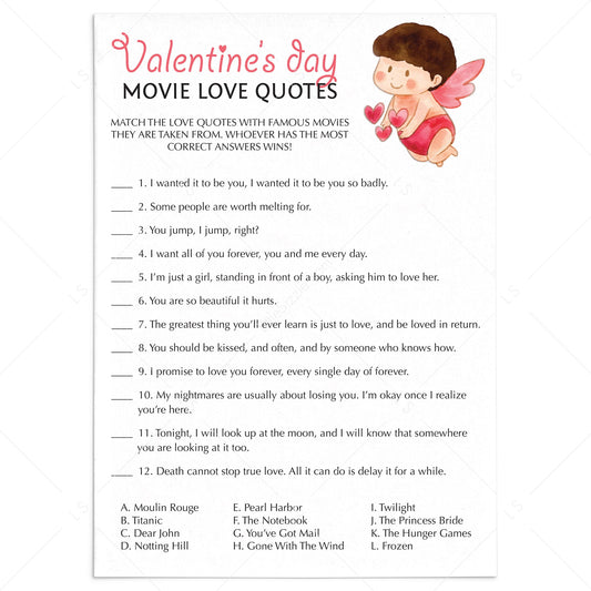 Romantic Movie Valentine's Day Game by LittleSizzle