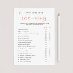 Ever or Never Rose Gold Bachelorette Game by LittleSizzle