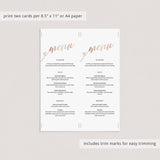 Rose gold party decorations printable menu card by LittleSizzle