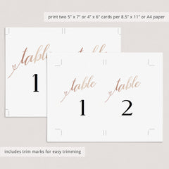 Rose gold bridal shower table numbers printable by LittleSizzle