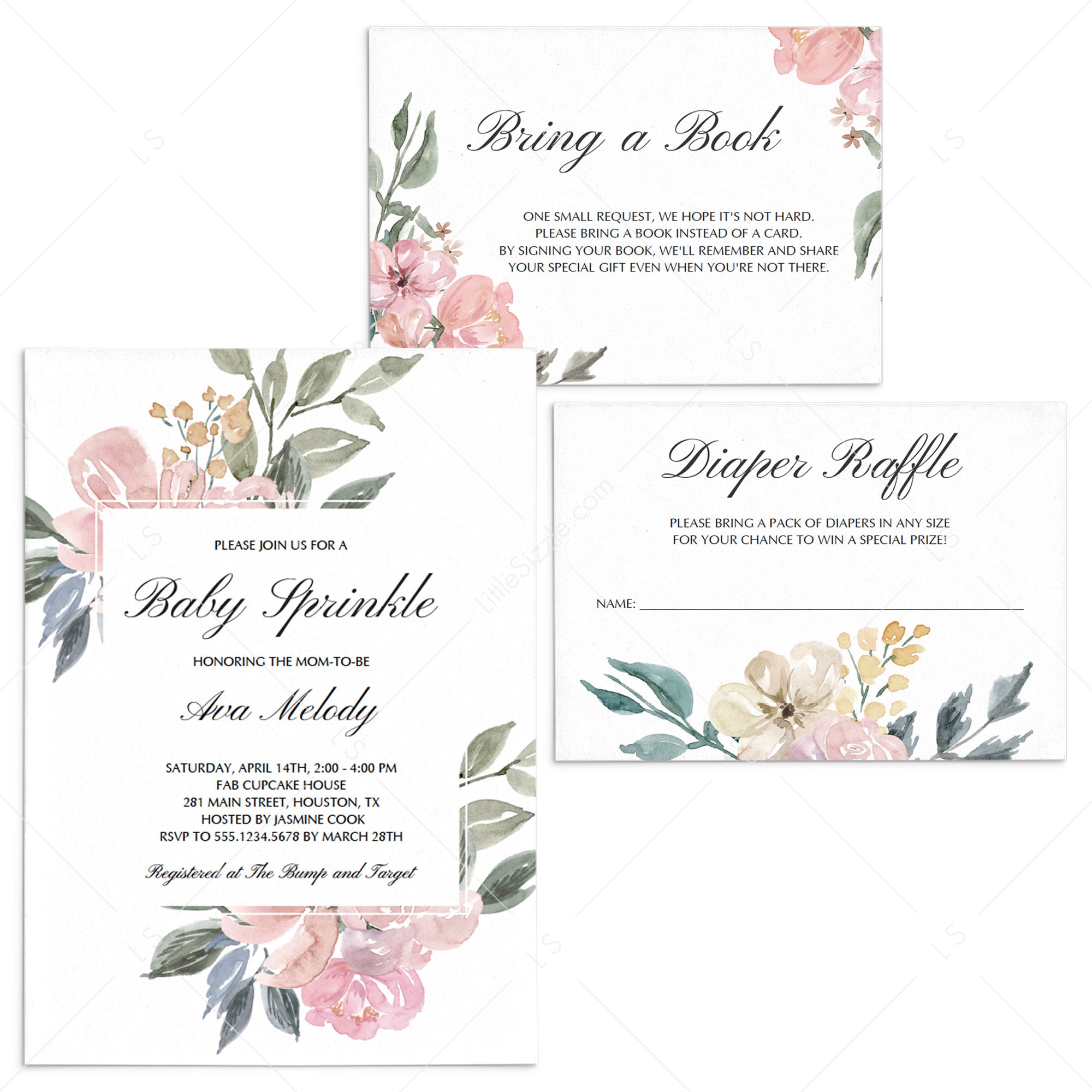 Whimsical Baby Sprinkle Invitation Suite Templates by LittleSizzle