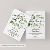 Green Leaf Template for Baby Shower Invitation
