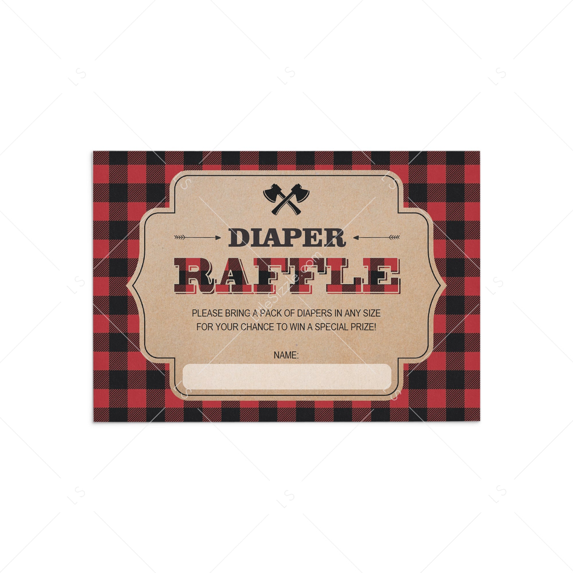 Rustic Baby Raffle Cards for a Lumberjack Themed Baby Shower