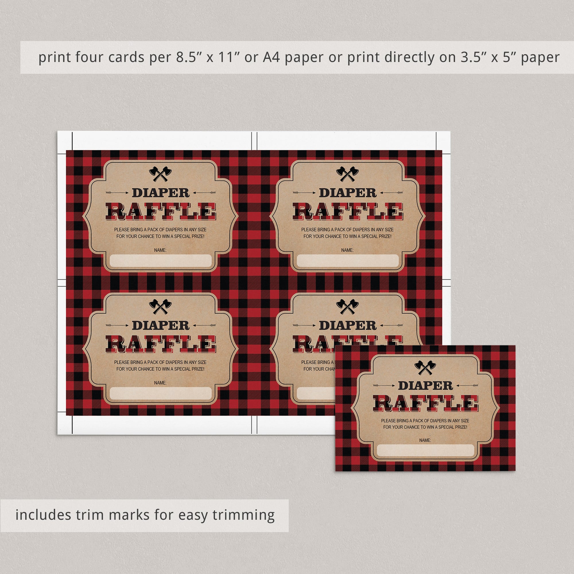 Editable diaper raffle ticket template for a gender neutral baby shower by LittleSizzle