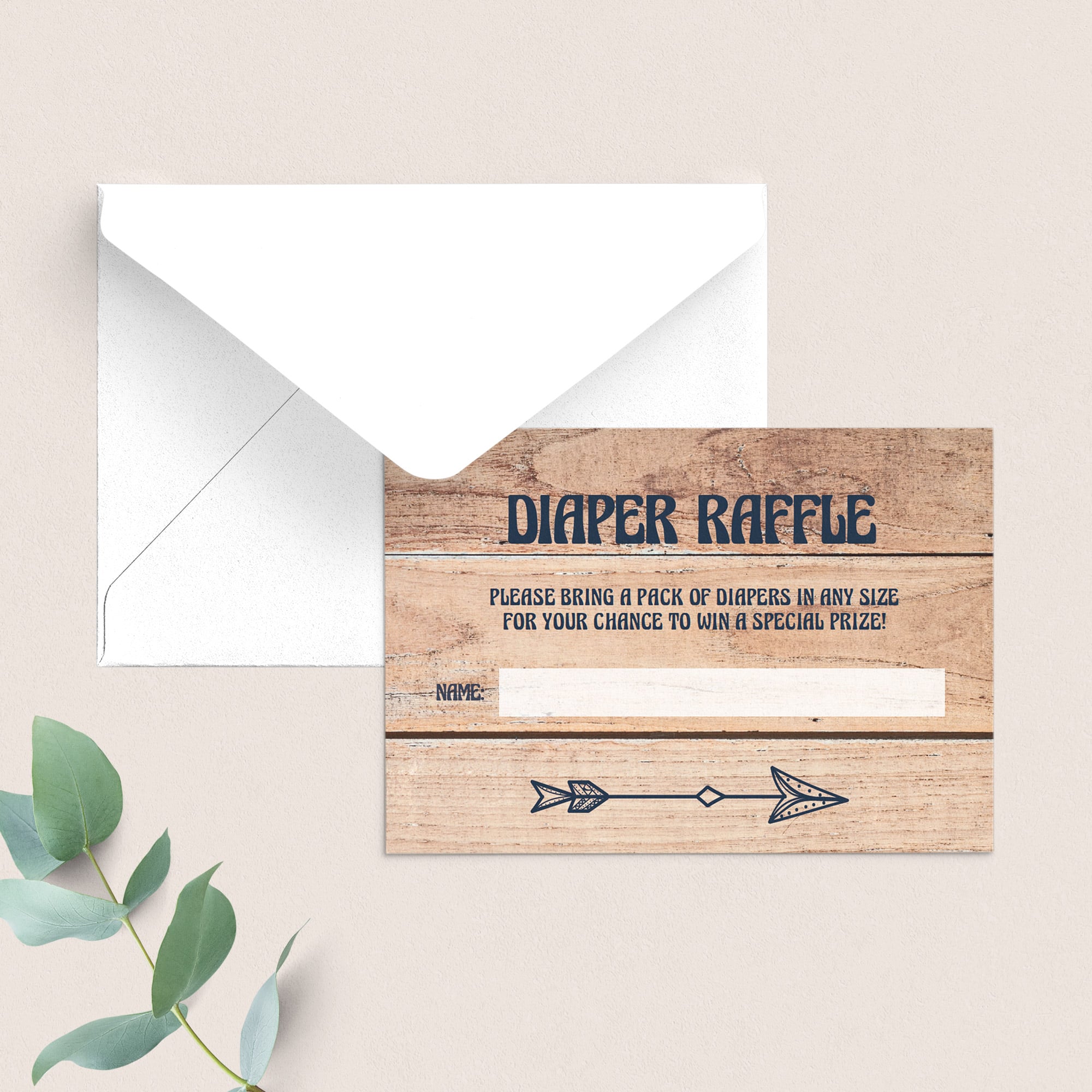 Printable baby shower diaper raffle ticket and backer for woodland baby shower by LittleSizzle