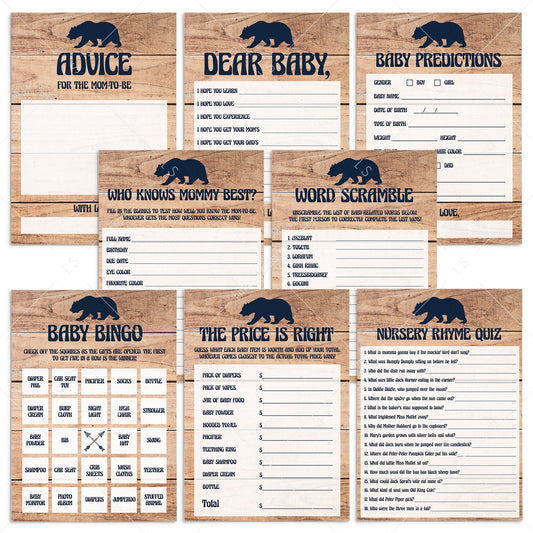 Rustic baby shower games bundle for boys by LittleSizzle