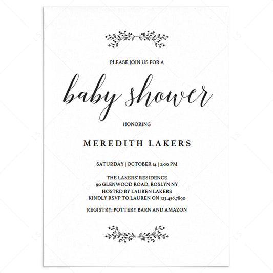 Minimal Baby Shower Invitation Template Instant Download by LittleSizzle