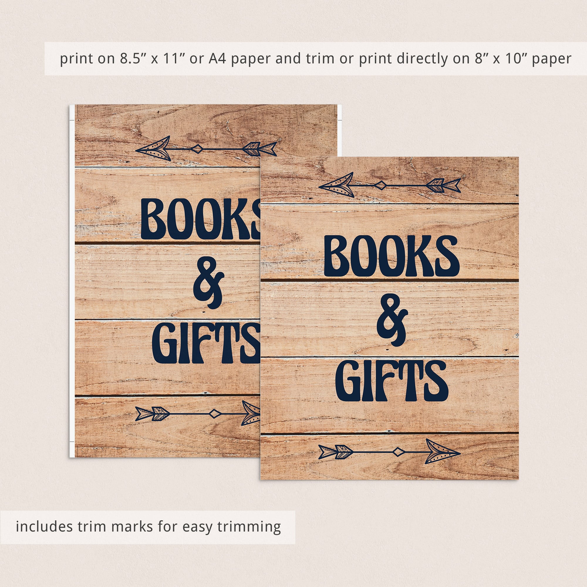 Books and gifts table decor for rustic baby shower download by LittleSizzle