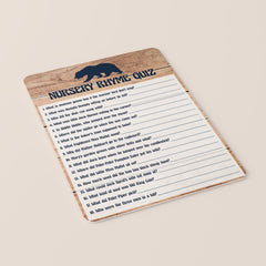 Rustic Baby Nursery Rhyme Quiz Shower Printable