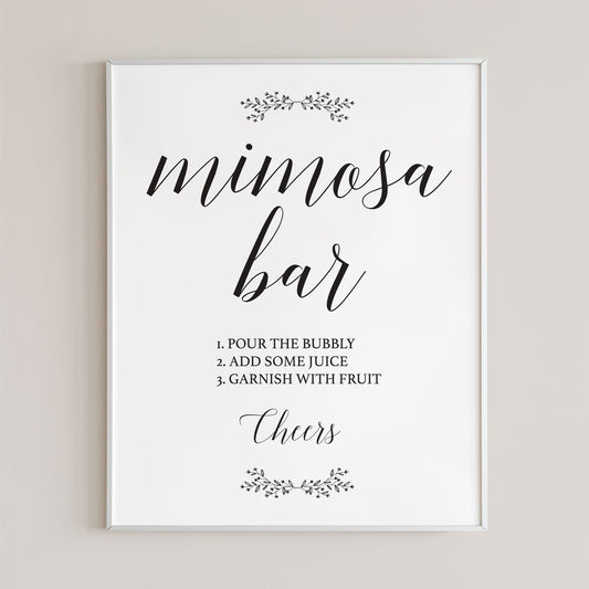 Black and White Mimosa Bar Sign Printable by LittleSizzle