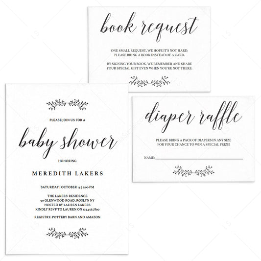 Black and White Baby Shower Invitation Set Template by LittleSizzle