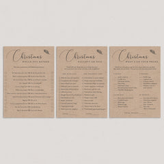 Rustic Christmas Party Games Printables Kraft Paper by LittleSizzle